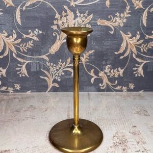 Vintage Brass Candlestick Holder Tall Taper Estate Find Patina